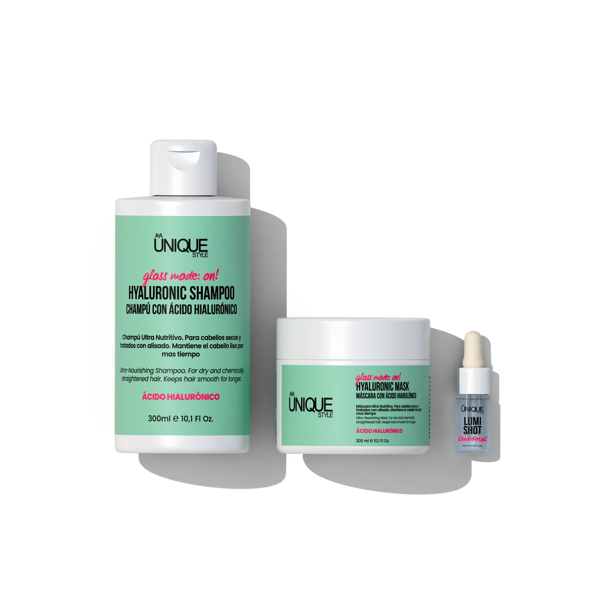 KIT POST ALISADO - HYALURONIC SHAMPOO AND MASK + LUMISHOT